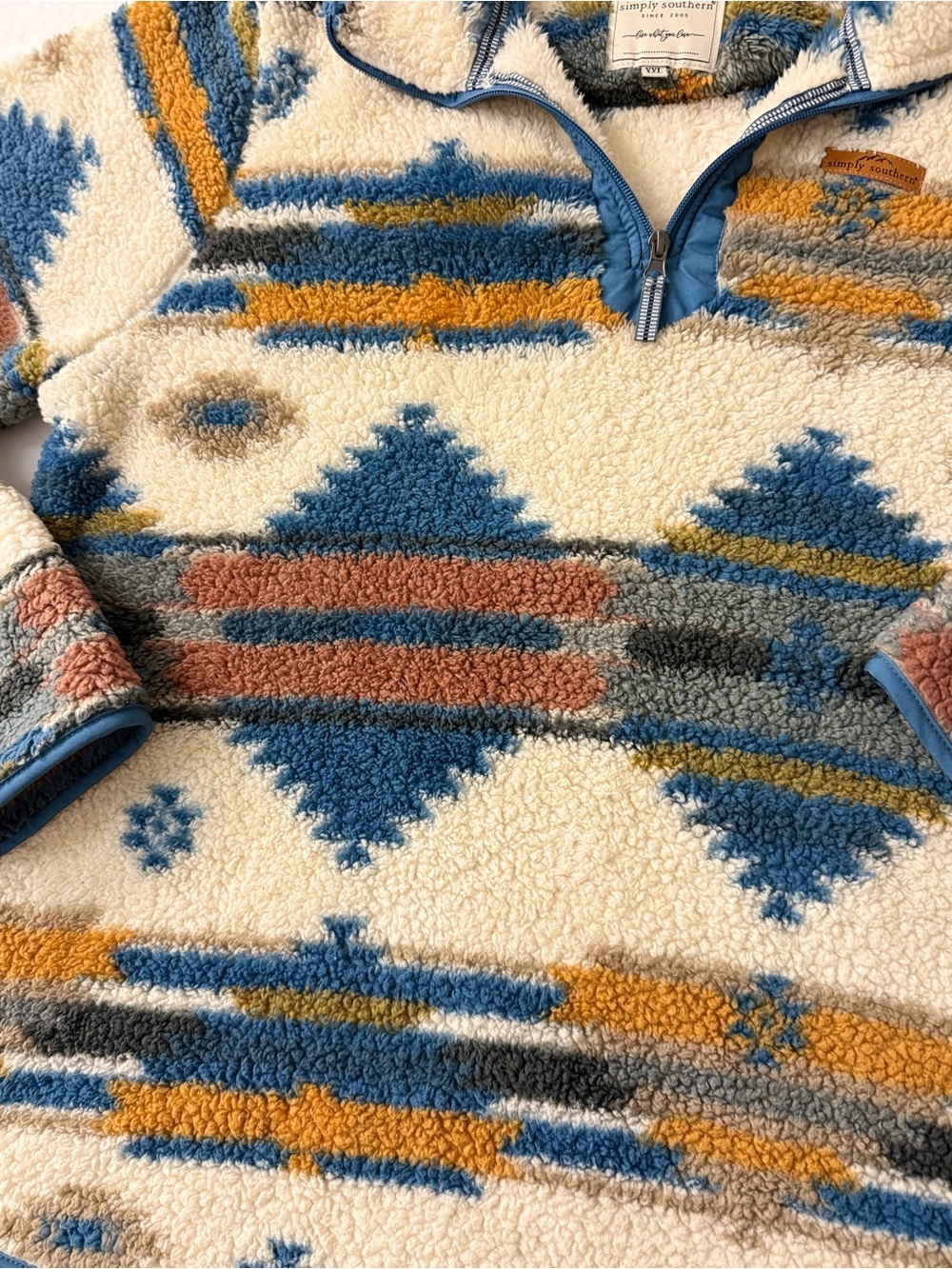 Simply Southern Southwestern Sherpa Quarter Zip Women’s XXL Aztec Print Cozy - Picture 6 of 9